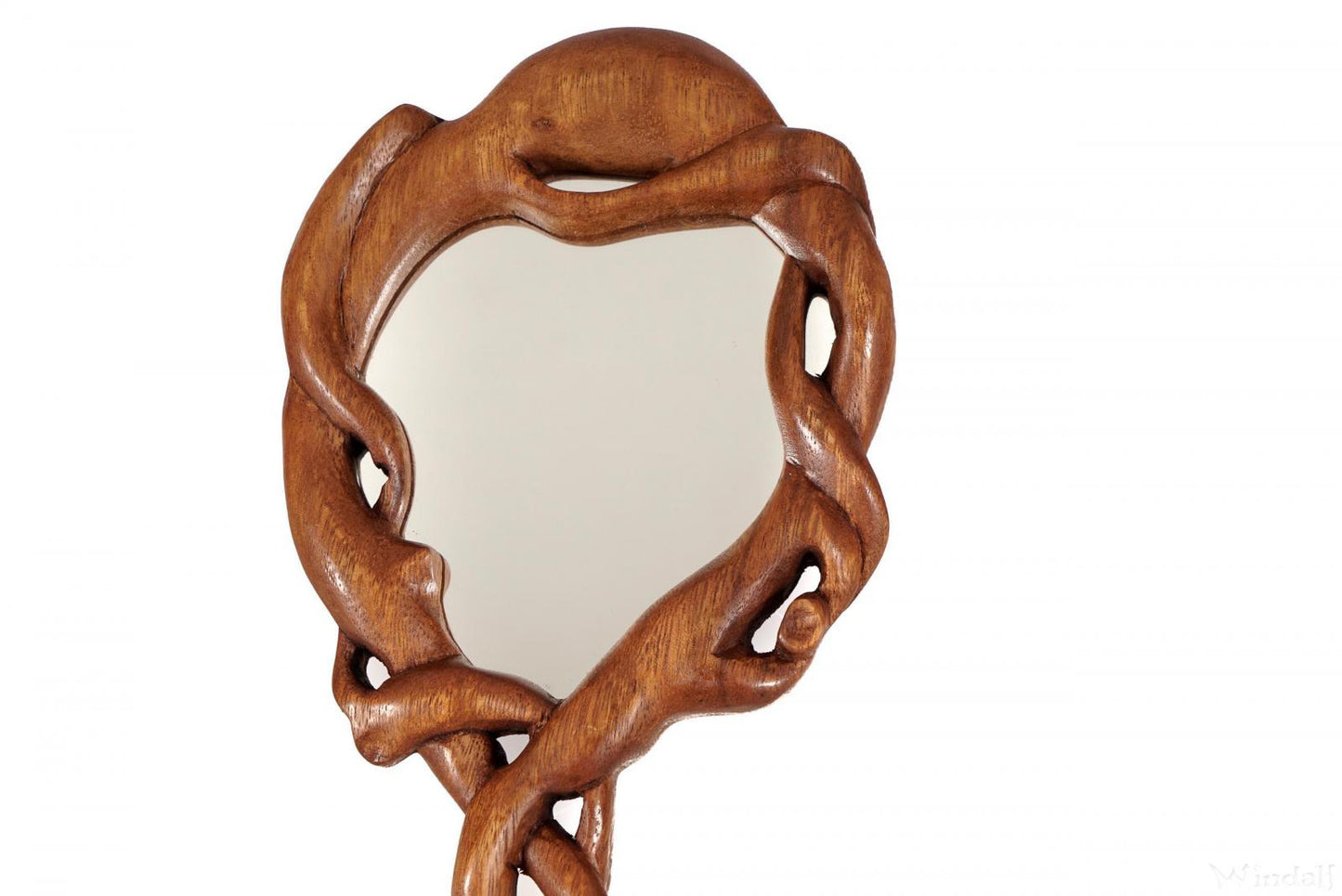 Handspiegel FAIRY Zauberwurzel 32 cm Spiegel Keltischer Knoten Handarbeit aus Holz